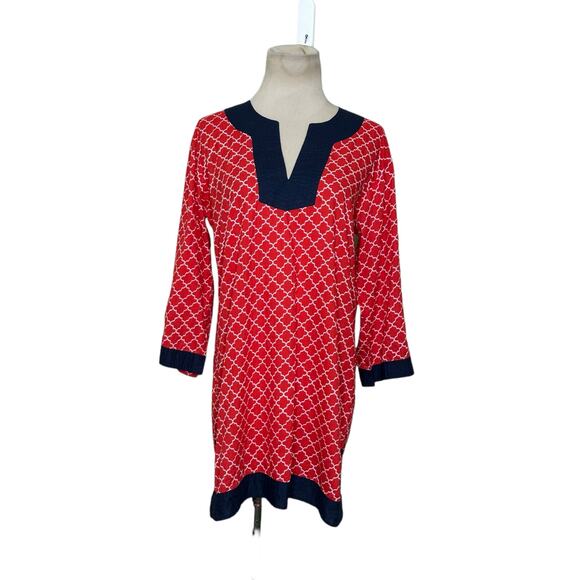 Top it Off red blue trim cotton 3/4 sleeves tunic top size small - Picture 13 of 13